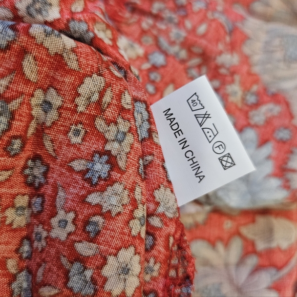 Hautellie Boutique Cotton Maxi Skirt Red Floral Print Ruffle Tier Size Med NWOT - Picture 11 of 16